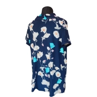 Bluzka z lejącym dekoltem typu woda - białe i turkusowe dzwonki